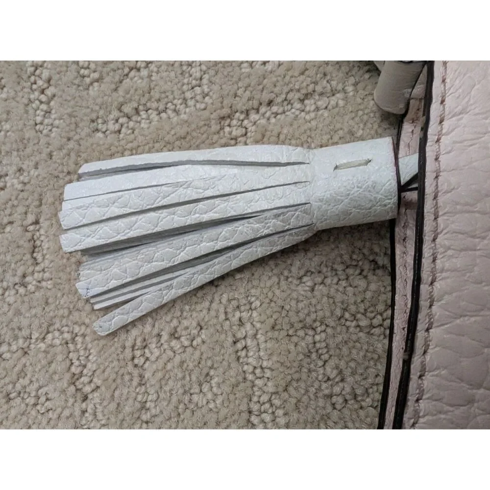 Kate Spade Crossbody Purse Light Pink Pebbled Leather with White Tassel